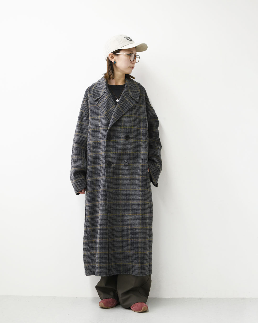 LE GLAZIK [ル・グラジック] W Lamb Wool Rever Double-Breasted Coat [LG-A0451ROB] ラムウールリバー ダブルブレストコート・ロングコート・ダブルブレストコート・テーラードカラー・ストレートシルエット・ラムウール・LADY'S [2026AW]