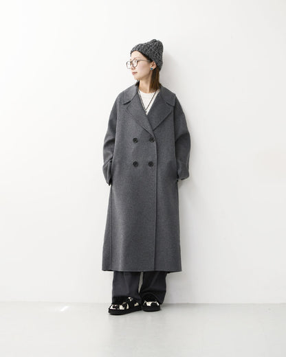 LE GLAZIK [ル・グラジック] W Lamb Wool Rever Double-Breasted Coat [LG-A0451ROB] ラムウールリバー ダブルブレストコート・ロングコート・ダブルブレストコート・テーラードカラー・ストレートシルエット・ラムウール・LADY'S [2026AW]