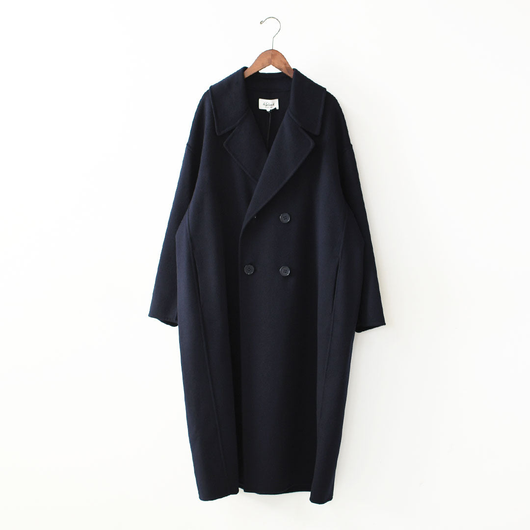 LE GLAZIK [ル・グラジック] W Lamb Wool Rever Double-Breasted Coat [LG-A0451ROB] ラムウールリバー ダブルブレストコート・ロングコート・ダブルブレストコート・テーラードカラー・ストレートシルエット・ラムウール・LADY'S [2026AW]