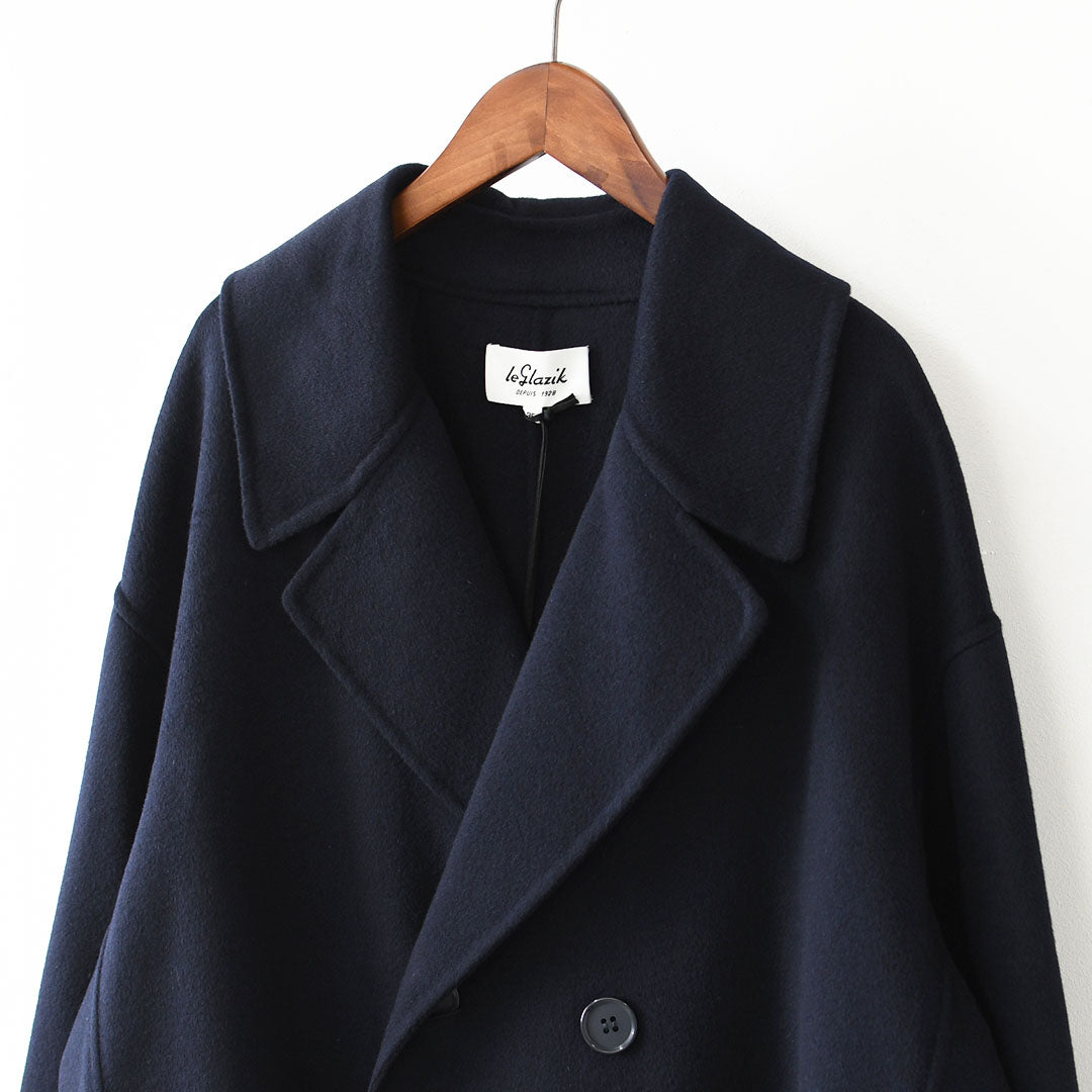 LE GLAZIK [ル・グラジック] W Lamb Wool Rever Double-Breasted Coat [LG-A0451ROB] ラムウールリバー ダブルブレストコート・ロングコート・ダブルブレストコート・テーラードカラー・ストレートシルエット・ラムウール・LADY'S [2026AW]