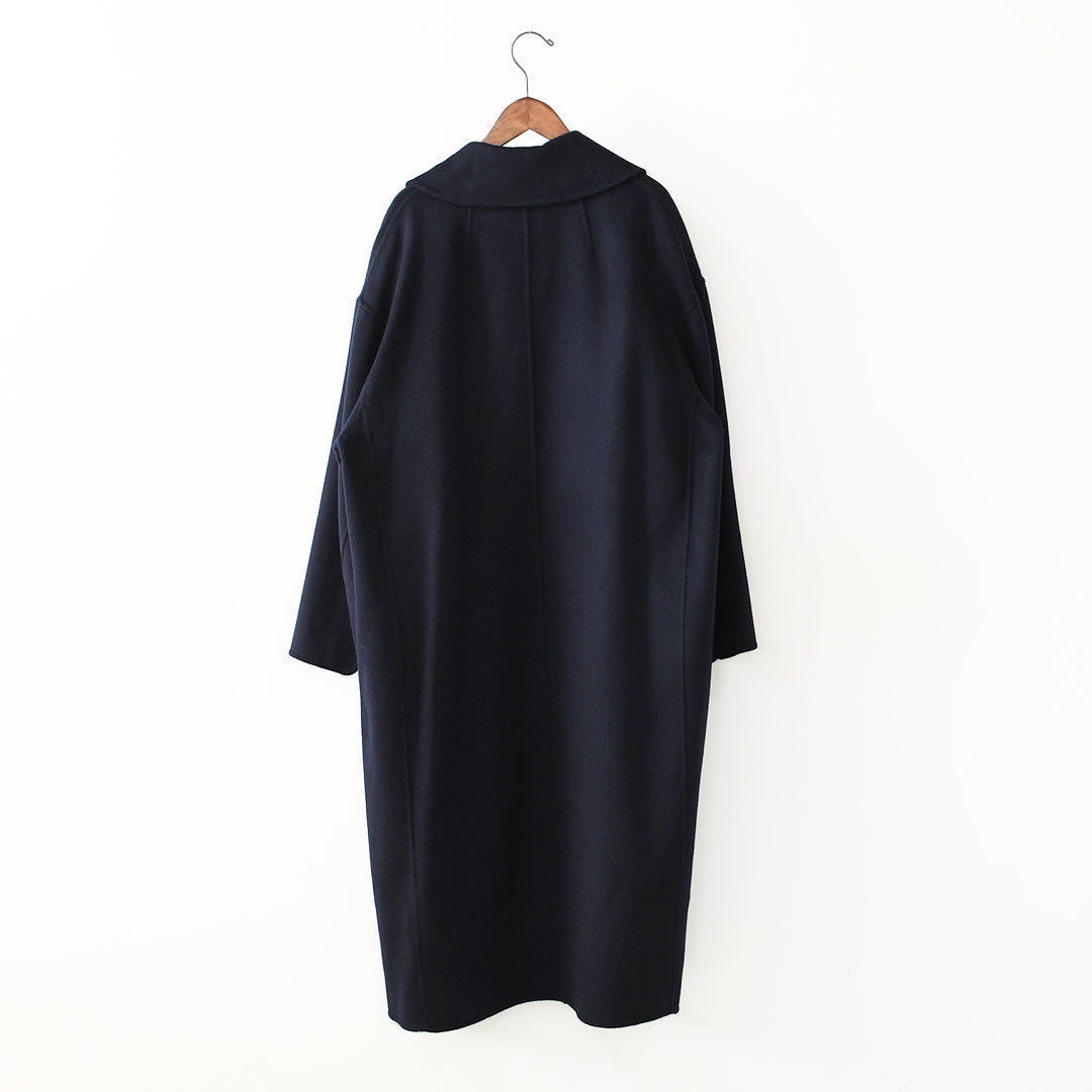 LE GLAZIK [ル・グラジック] W Lamb Wool Rever Double-Breasted Coat [LG-A0451ROB] ラムウールリバー ダブルブレストコート・ロングコート・ダブルブレストコート・テーラードカラー・ストレートシルエット・ラムウール・LADY'S [2026AW]