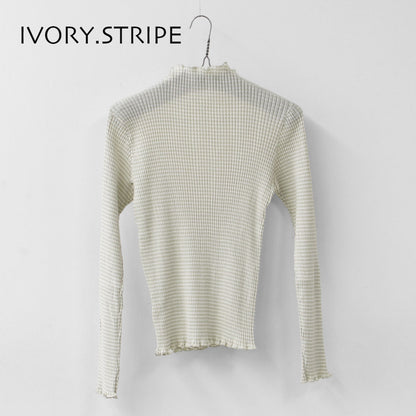 LE GLAZIK [ル・グラジック] BOTTLE NECK LONG T-SHIRT [LG-C0505 AKT] コットンランダムリブ ボトルネック長袖Tシャツ・ボトルネック・プルオーバー・コットン・LADY'S [2025AW]