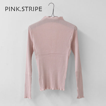 LE GLAZIK [ル・グラジック] BOTTLE NECK LONG T-SHIRT [LG-C0505 AKT] コットンランダムリブ ボトルネック長袖Tシャツ・ボトルネック・プルオーバー・コットン・LADY'S [2025AW]