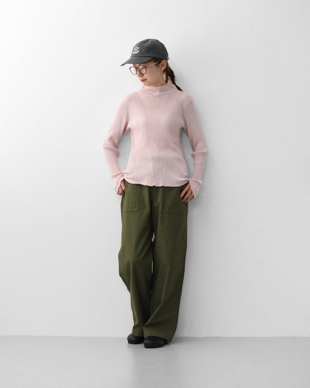 LE GLAZIK [ル・グラジック] BOTTLE NECK LONG T-SHIRT [LG-C0505 AKT] コットンランダムリブ ボトルネック長袖Tシャツ・ボトルネック・プルオーバー・コットン・LADY'S [2025AW]