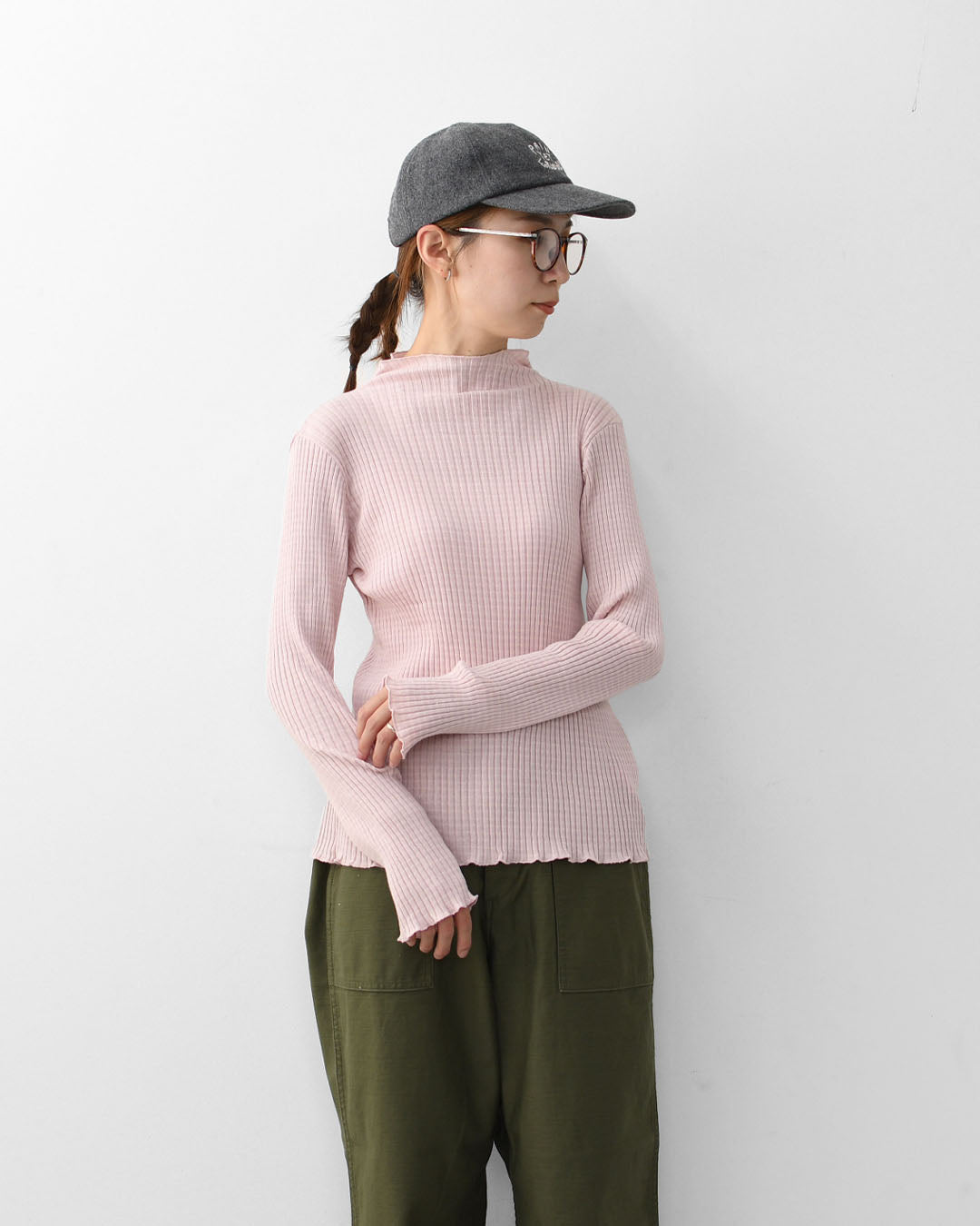 LE GLAZIK [ル・グラジック] BOTTLE NECK LONG T-SHIRT [LG-C0505 AKT] コットンランダムリブ ボトルネック長袖Tシャツ・ボトルネック・プルオーバー・コットン・LADY'S [2025AW]