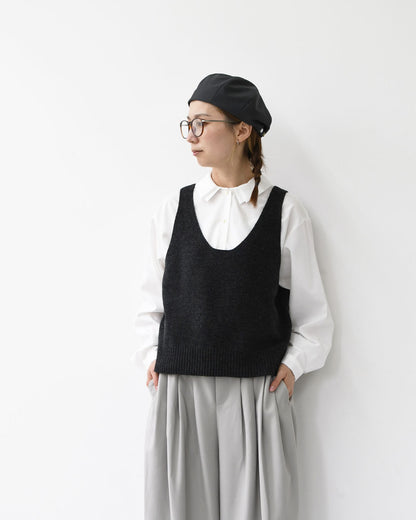 LE GLAZIK [ル・グラジック] VNECK KNIT VEST [LG-D0134 EMW] Vネックニットベスト・ニットベスト・ベスト・Vネック・ハイゲージウール・LADY'S [2025AW]