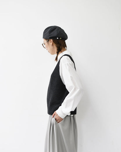 LE GLAZIK [ル・グラジック] VNECK KNIT VEST [LG-D0134 EMW] Vネックニットベスト・ニットベスト・ベスト・Vネック・ハイゲージウール・LADY'S [2025AW]