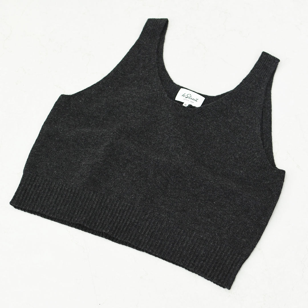 LE GLAZIK [ル・グラジック] VNECK KNIT VEST [LG-D0134 EMW] Vネックニットベスト・ニットベスト・ベスト・Vネック・ハイゲージウール・LADY'S [2025AW]