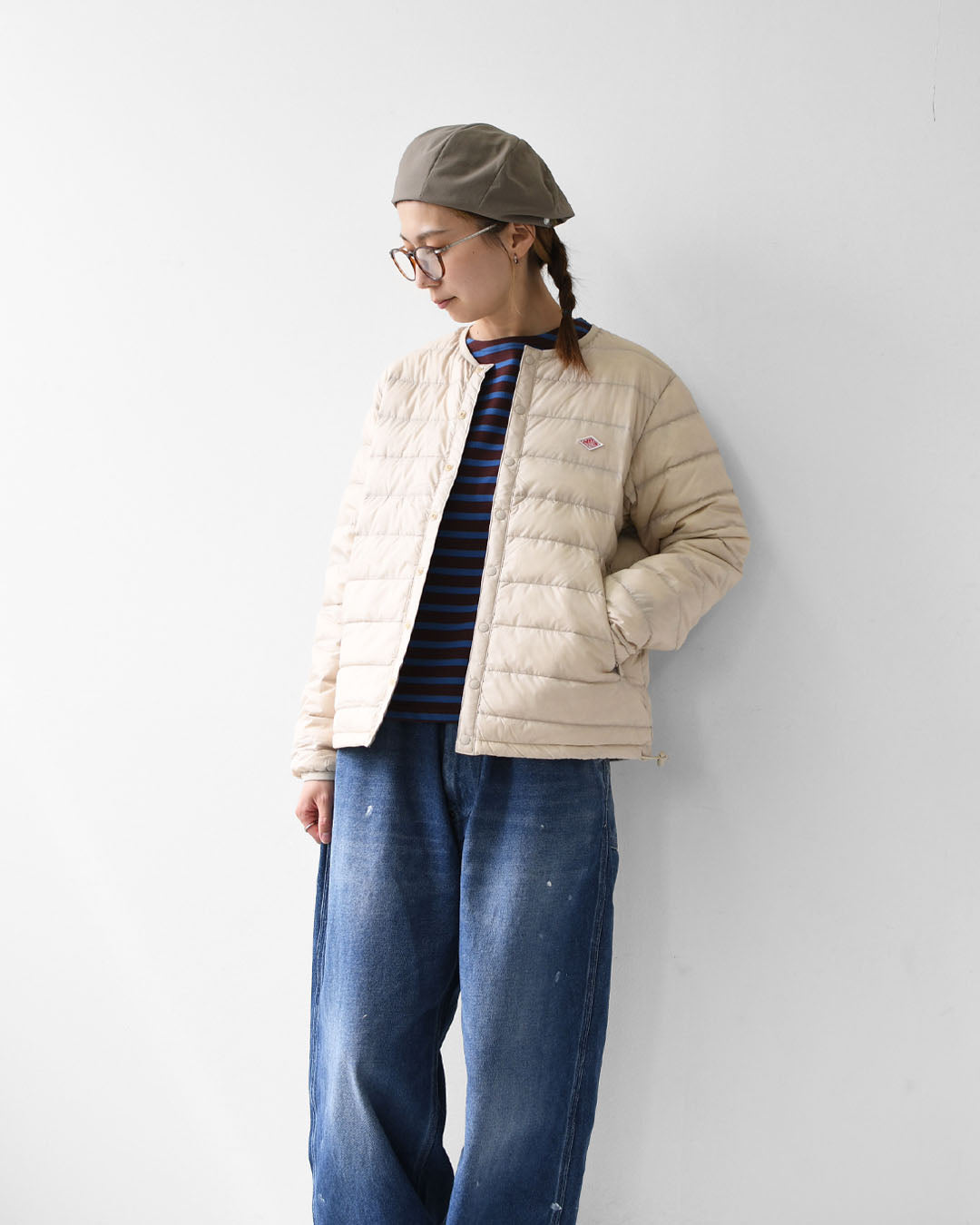 DANTON [ダントン] W CREWNECK INNER DOWN JACKET [DT-A0001RRT] クルーネックインナーダウンジャケット・羽毛・フレンチワーク・おしゃれダウン・コート・アウター・LADY'S [2025AW]