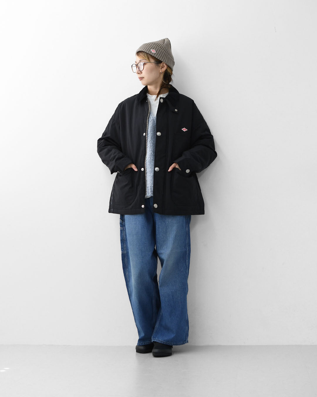 DANTON [ダントン] NYLON TAFFETA WORK JACKET [DT-A0523NTF] ナイロンタフタワークジャケット・ワークジャケット・コーデュロイ襟・ナイロンタフタ・おしゃれジャケット・LADY'S [2025AW]