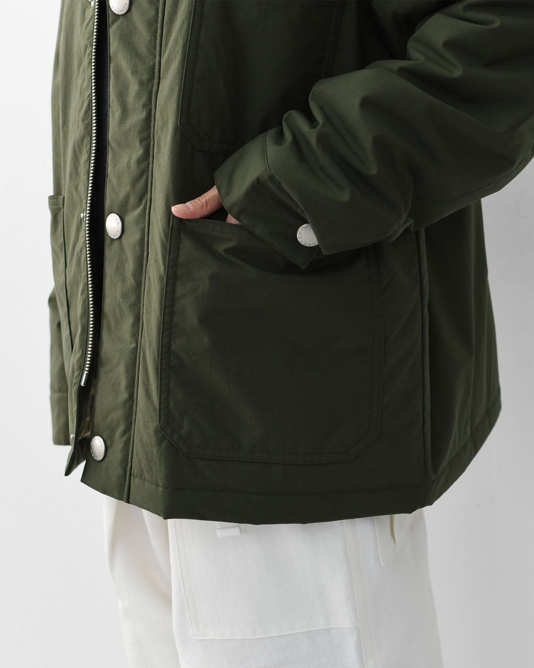 DANTON [ダントン] NYLON TAFFETA WORK JACKET [DT-A0523NTF] ナイロンタフタワークジャケット・ワークジャケット・コーデュロイ襟・ナイロンタフタ・おしゃれジャケット・LADY'S [2025AW]