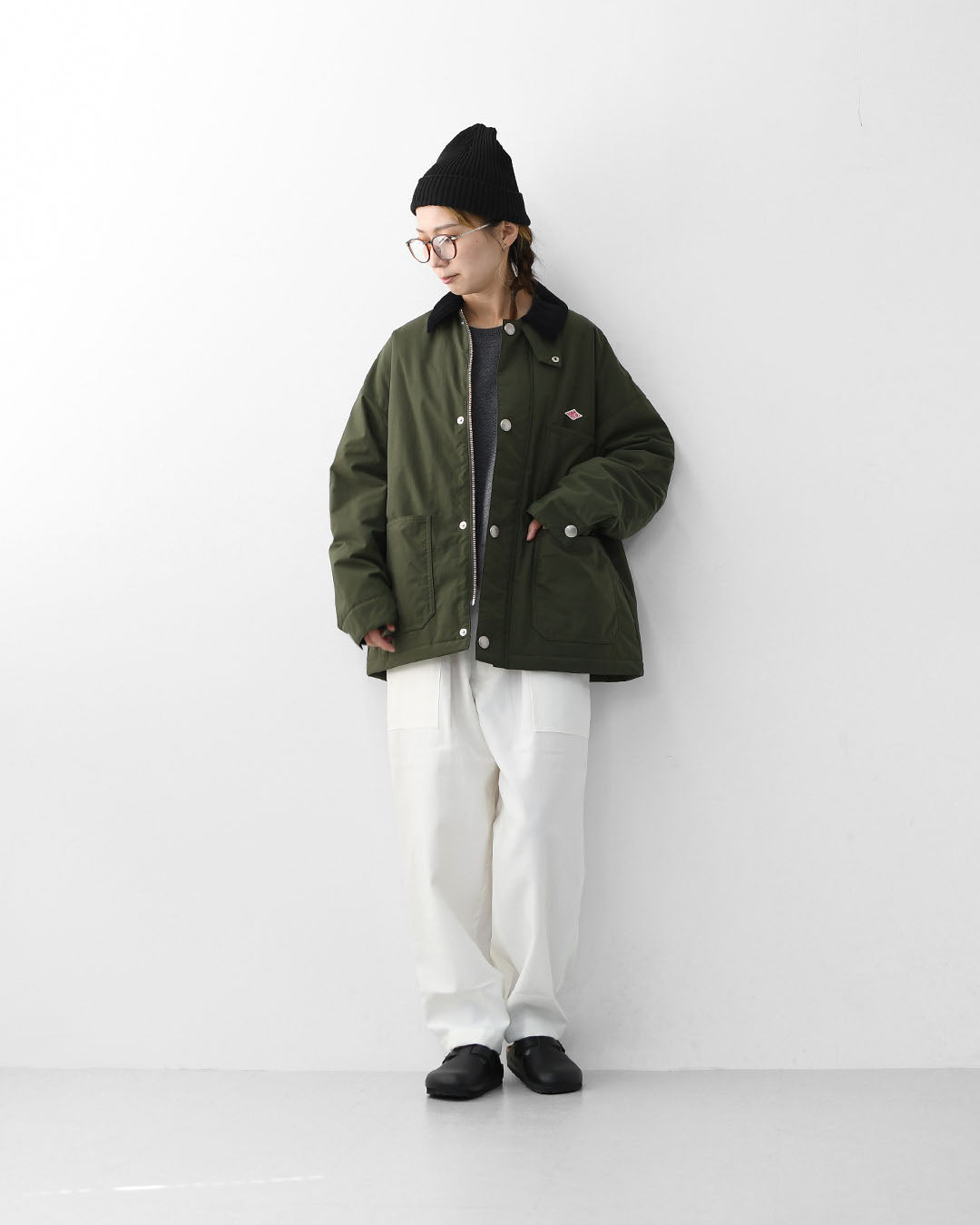 DANTON [ダントン] NYLON TAFFETA WORK JACKET [DT-A0523NTF] ナイロンタフタワークジャケット・ワークジャケット・コーデュロイ襟・ナイロンタフタ・おしゃれジャケット・LADY'S [2025AW]