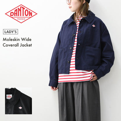 DANTON [ダントン] W Moleskin Wide Coverall Jacket [DT-A0662MKN] モールスキンワイドカバーオールジャケット・フレンチカバーオールジャケット・カバーオール・モールスキン・テーパードシルエット・春ジャケット・ライトアウター・LADY'S [2026SS]
