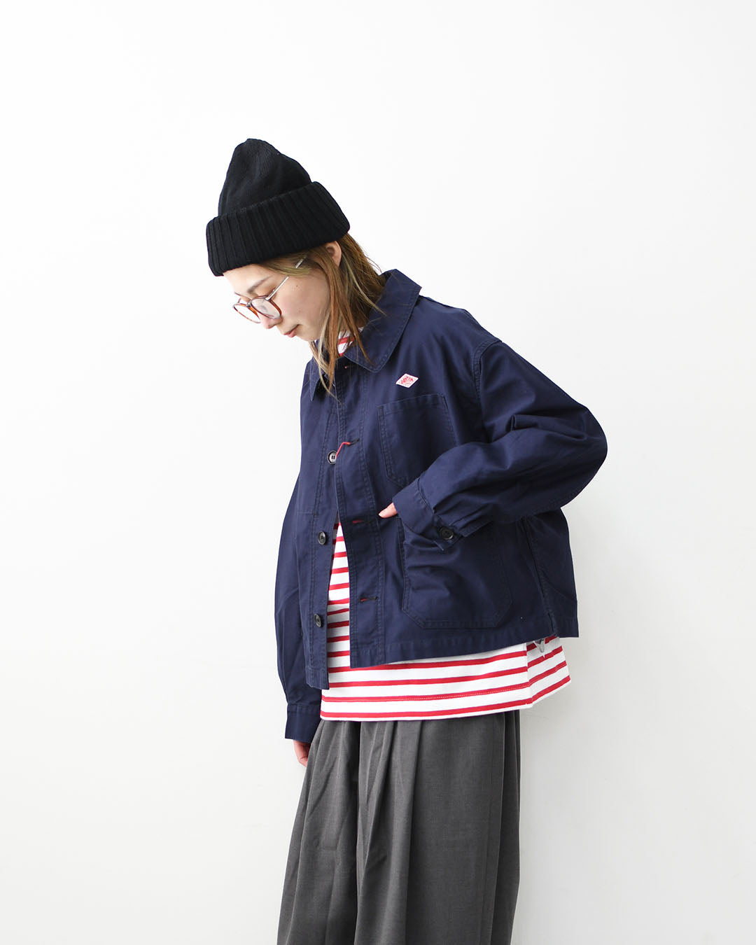 DANTON [ダントン] W Moleskin Wide Coverall Jacket [DT-A0662MKN] モールスキンワイドカバーオールジャケット・フレンチカバーオールジャケット・カバーオール・モールスキン・テーパードシルエット・春ジャケット・ライトアウター・LADY'S [2026SS]