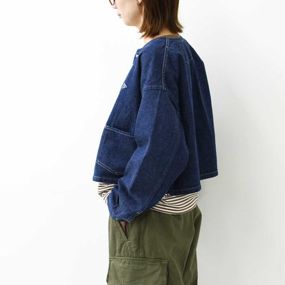 DANTON [ダントン] W DENIM COLLARLESS SHORT JACKET [DT-A0670KDM] デニムカラーレスショートジャケット[2025SS]