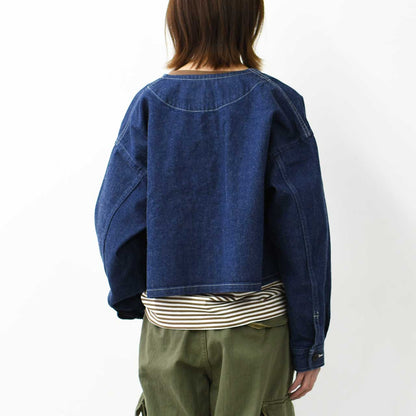 DANTON [ダントン] W DENIM COLLARLESS SHORT JACKET [DT-A0670KDM] デニムカラーレスショートジャケット[2025SS]
