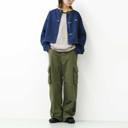 DANTON [ダントン] W DENIM COLLARLESS SHORT JACKET [DT-A0670KDM] デニムカラーレスショートジャケット[2025SS]