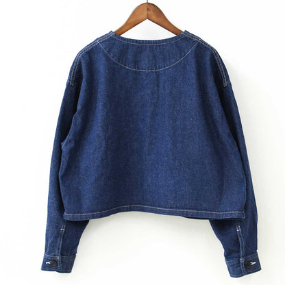 DANTON [ダントン] W DENIM COLLARLESS SHORT JACKET [DT-A0670KDM] デニムカラーレスショートジャケット[2025SS]