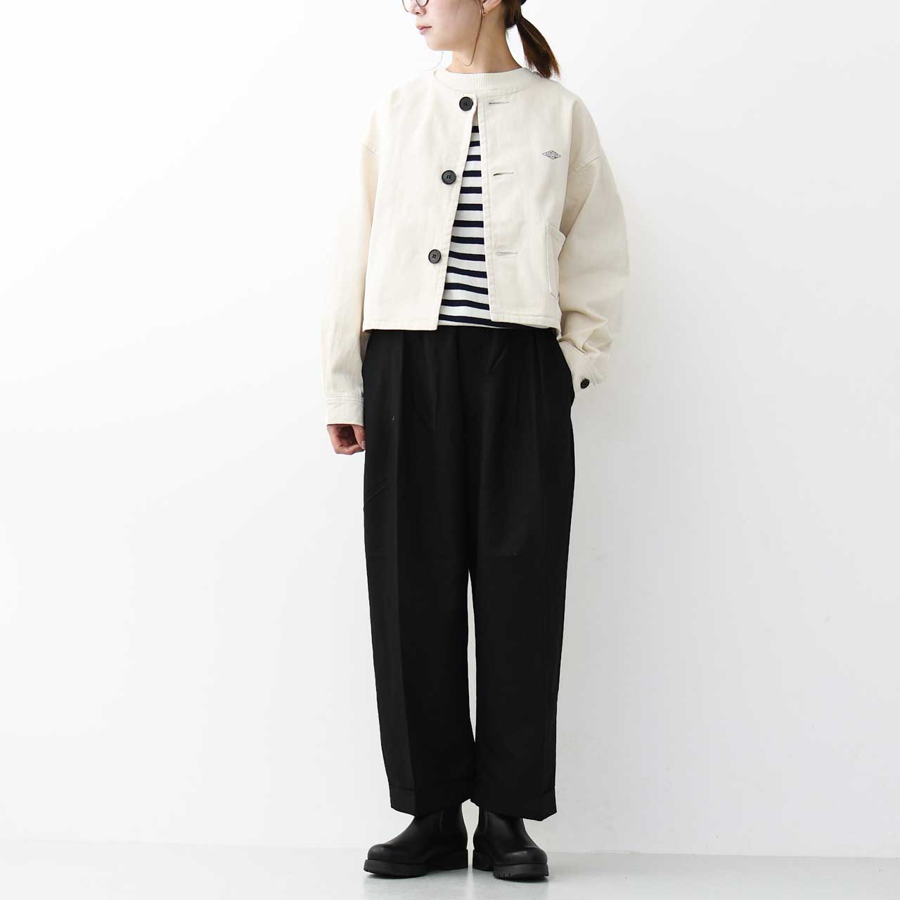 DANTON [ダントン] W COTTON DRILL COLLARLESS SHORT JACKET [DT-A0670MHT] コットンドリルカラーレスショートジャケット [2025SS]