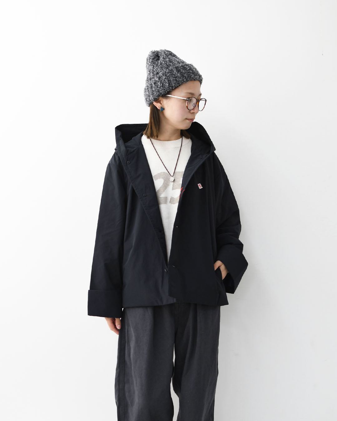 DANTON [ダントン] W Peach Taffeta Insulation Hooded Wide Jacket [DT-A0673KTF] ピーチタフタインシュレーションフーデッドワイドジャケット・フード付きジャケット・ショート丈・ピーチタフタ・ジャケット・アウター・LADY'S [2026AW]