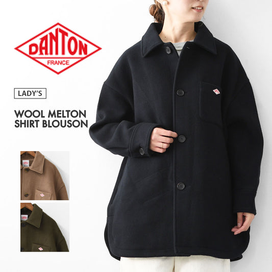 DANTON [ダントン] WOOL MELTON SHIRT BLOUSON [DT-A0710MEW] ウールメルトンシャツブルゾン・シャツ型ブルゾン・ウールジャケット・アウター・ウールメルトン・LADY'S [2025AW]