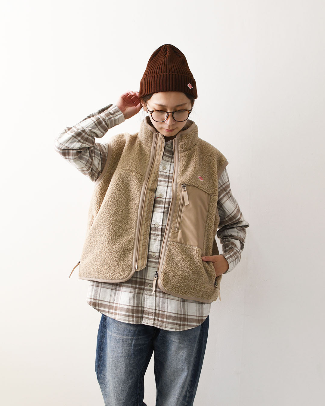 DANTON [ダントン] W Light Boa Stand Collar Vest [DT-A0805LBA] ライトボア スタンドカラーベスト・ボアベスト・ベスト・スタンドカラー・ライトボア・LADY'S [2026AW]