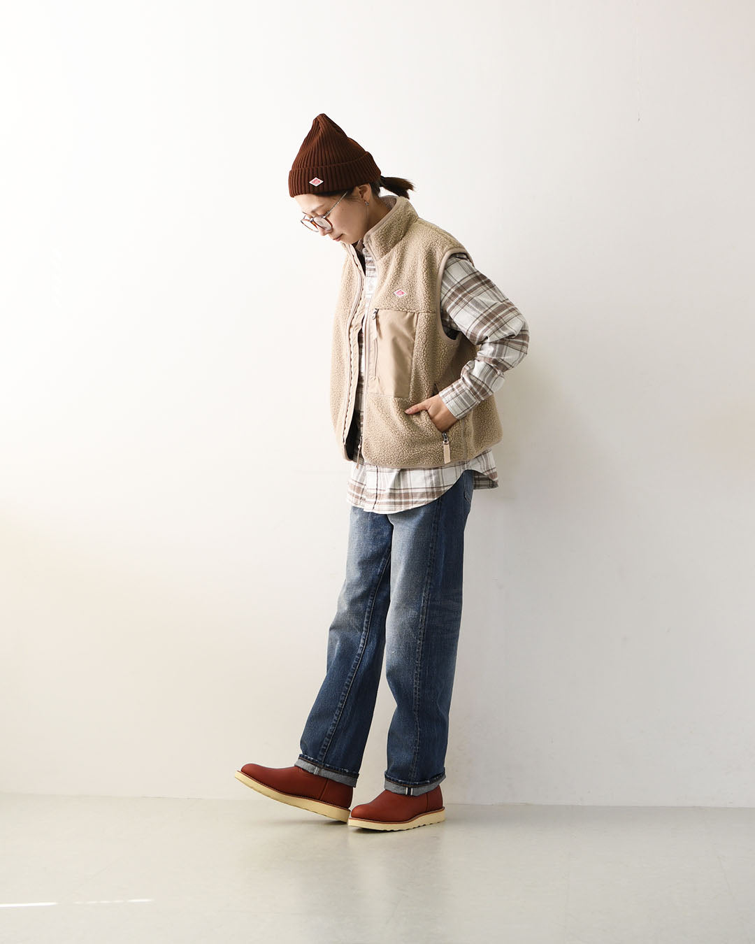 DANTON [ダントン] W Light Boa Stand Collar Vest [DT-A0805LBA] ライトボア スタンドカラーベスト・ボアベスト・ベスト・スタンドカラー・ライトボア・LADY'S [2026AW]