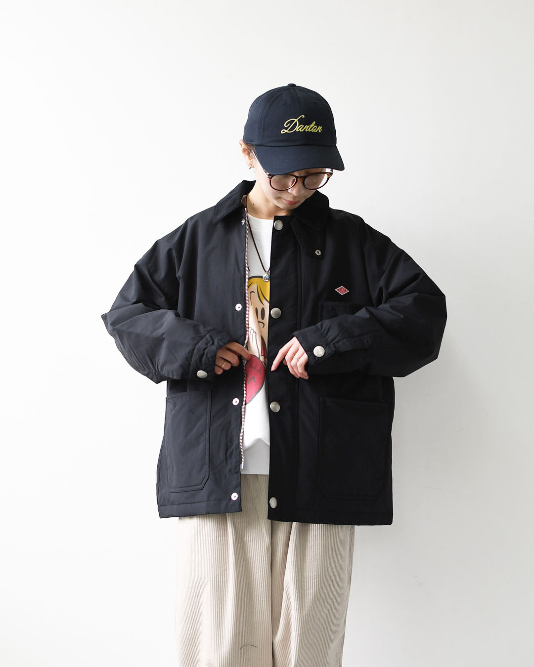 DANTON [ダントン] W Nylon Taffeta Work Jacket [DT-A0808STV] ナイロンタフタワークジャケット・ワークジャケット・コーデュロイ襟・ナイロンタフタ・おしゃれジャケット・LADY'S [2026AW]