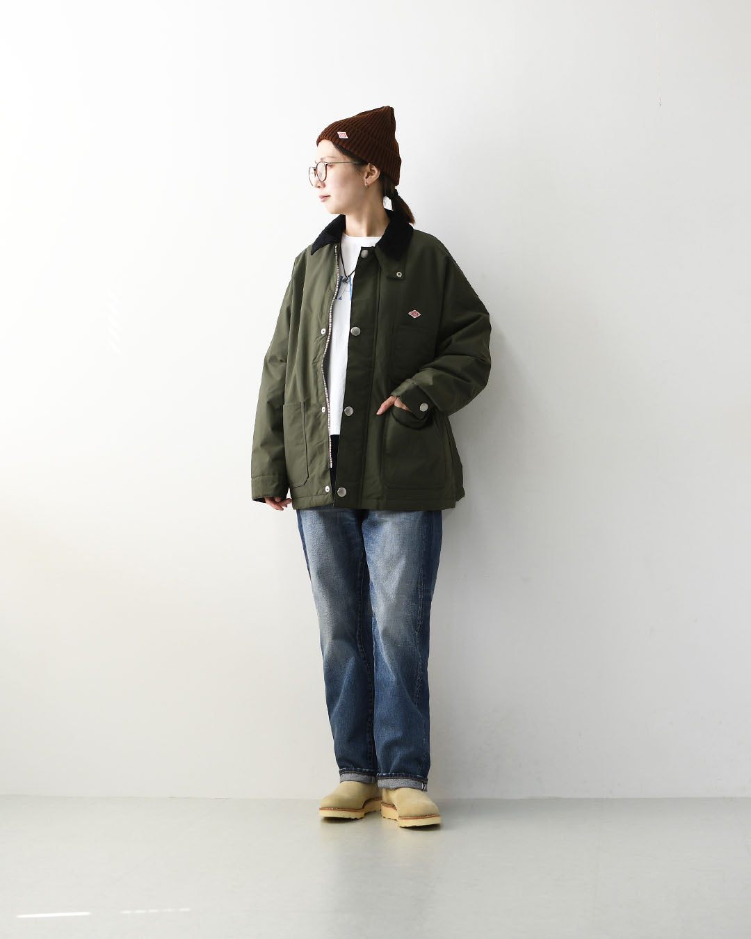 DANTON [ダントン] W Nylon Taffeta Work Jacket [DT-A0808STV] ナイロンタフタワークジャケット・ワークジャケット・コーデュロイ襟・ナイロンタフタ・おしゃれジャケット・LADY'S [2026AW]