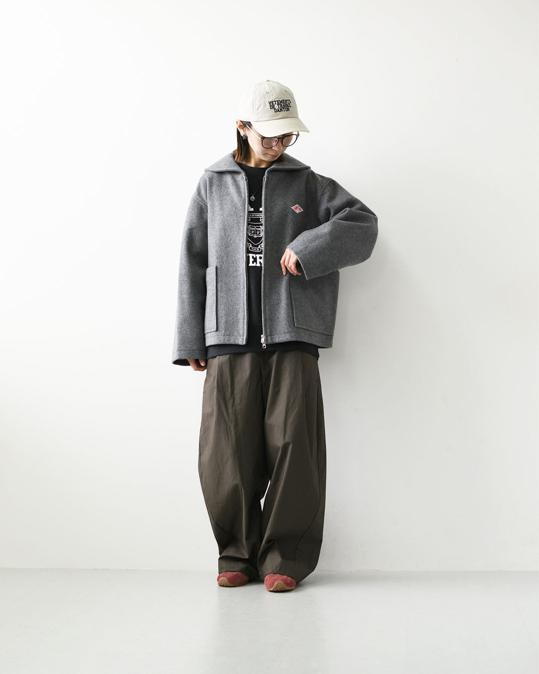 DANTON [ダントン] W Wool Melton Round Collar Jacket [DT-A0816BMR] ウールメルトンラウンドカラージャケット・ウールジャケット・メルトン素材・ボックスシルエット・ジャケット・アウター・LADY'S [2026AW]