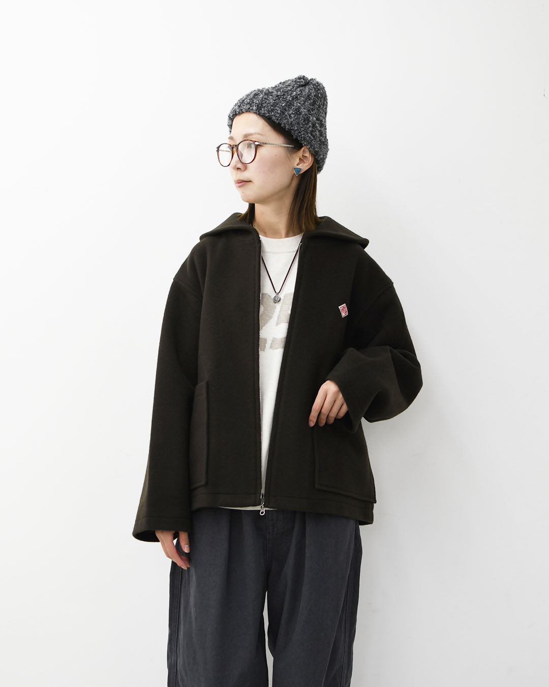DANTON [ダントン] W Wool Melton Round Collar Jacket [DT-A0816BMR] ウールメルトンラウンドカラージャケット・ウールジャケット・メルトン素材・ボックスシルエット・ジャケット・アウター・LADY'S [2026AW]