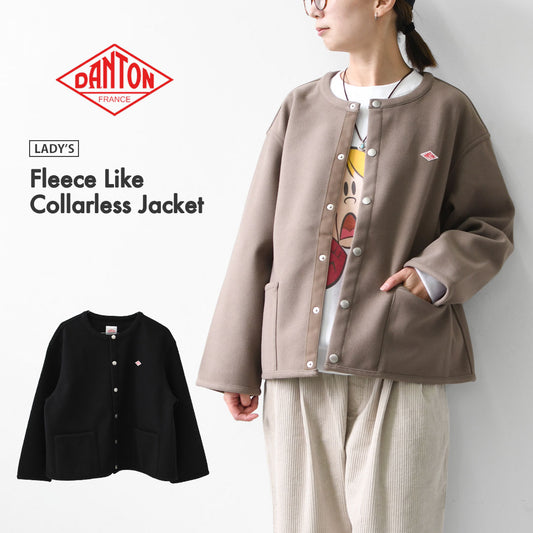 DANTON [ダントン] W Fleece Like Collarless Jacket [DT-A0820NDP] フリースライクカラーレスジャケット・フリースジャケット・カラーレスジャケット・軽量・ジャケット・アウター・LADY'S [2026AW]