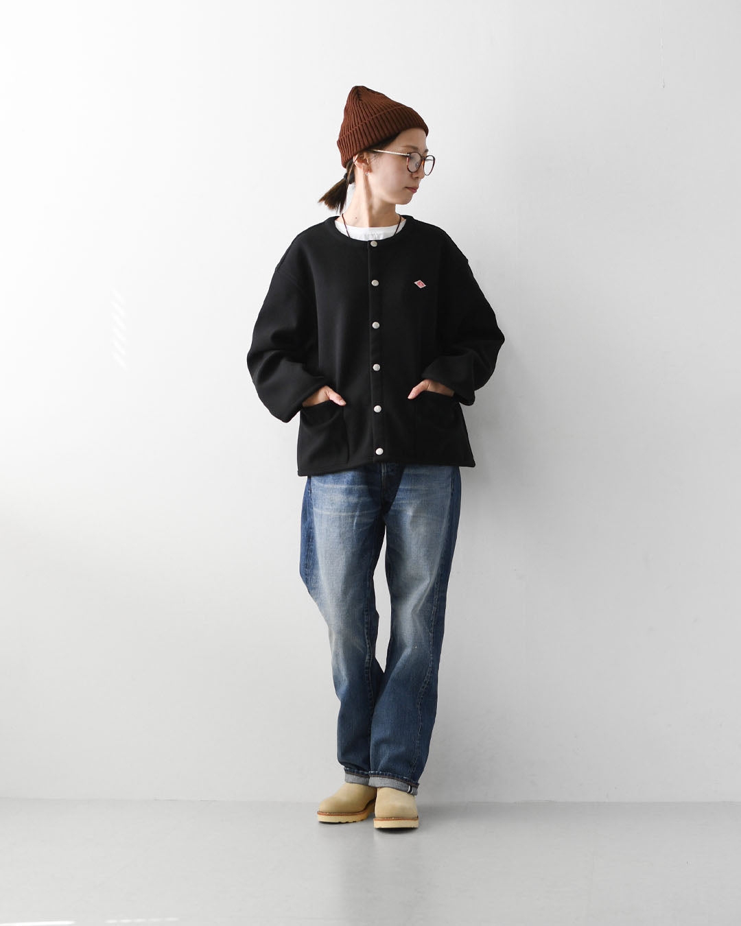 DANTON [ダントン] W Fleece Like Collarless Jacket [DT-A0820NDP] フリースライクカラーレスジャケット・フリースジャケット・カラーレスジャケット・軽量・ジャケット・アウター・LADY'S [2026AW]