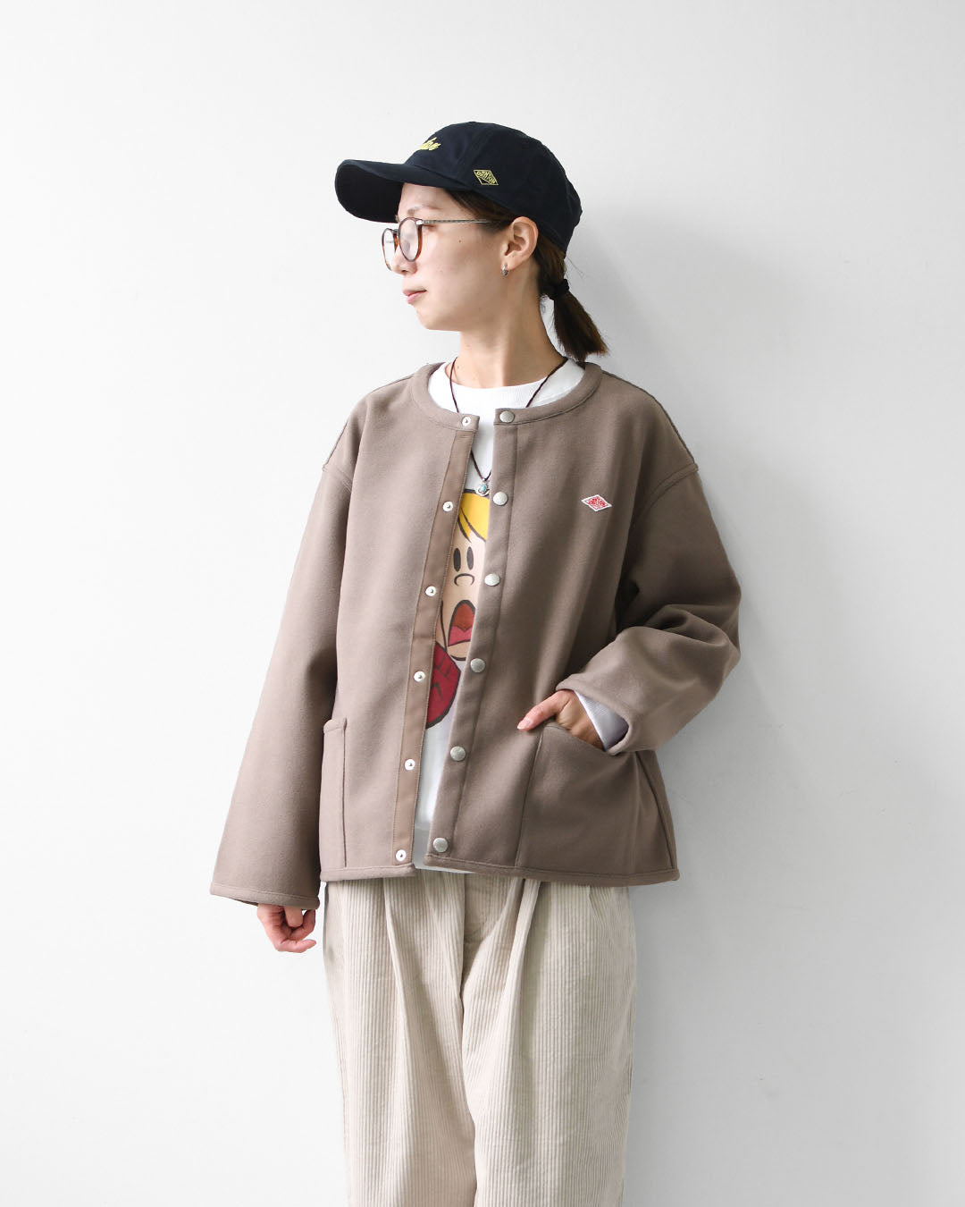 DANTON [ダントン] W Fleece Like Collarless Jacket [DT-A0820NDP] フリースライクカラーレスジャケット・フリースジャケット・カラーレスジャケット・軽量・ジャケット・アウター・LADY'S [2026AW]
