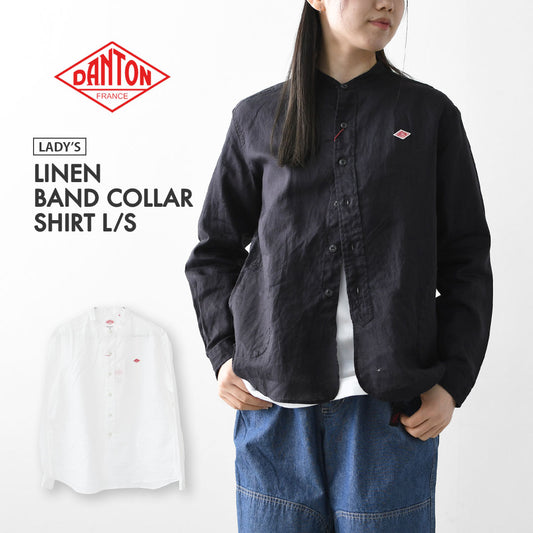 DANTON [ダントン] W RINEN BAND COLLAR SHIRT L/S  [DT-B0279FLI] リネンバンドカラーシャツ・LADY'S [2026SS]