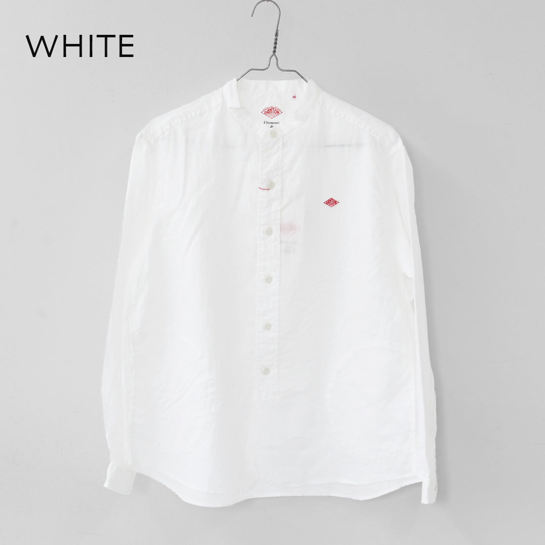 DANTON [ダントン] W RINEN BAND COLLAR SHIRT L/S  [DT-B0279FLI] リネンバンドカラーシャツ・長袖・ロングスリーブ・LADY'S [2026SS]
