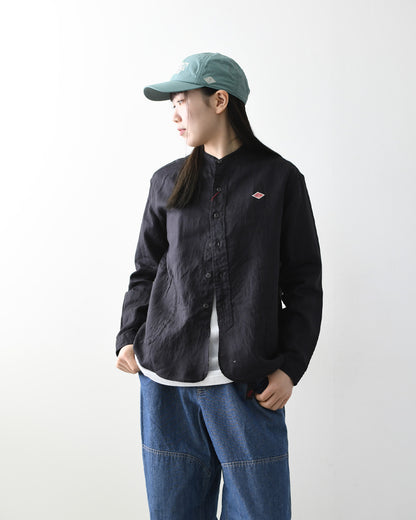 DANTON [ダントン] W RINEN BAND COLLAR SHIRT L/S  [DT-B0279FLI] リネンバンドカラーシャツ・長袖・ロングスリーブ・LADY'S [2026SS]