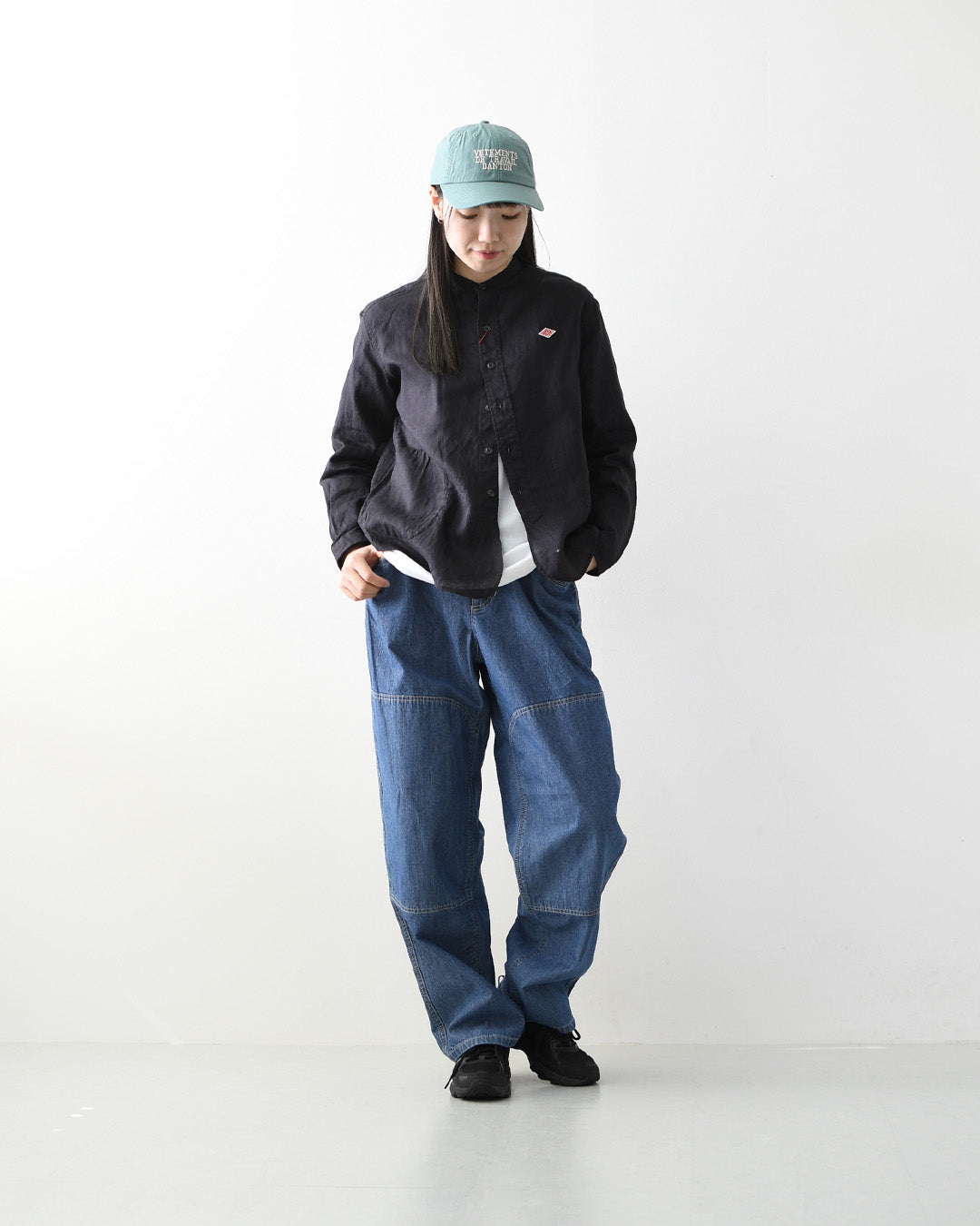 DANTON [ダントン] W RINEN BAND COLLAR SHIRT L/S  [DT-B0279FLI] リネンバンドカラーシャツ・長袖・ロングスリーブ・LADY'S [2026SS]