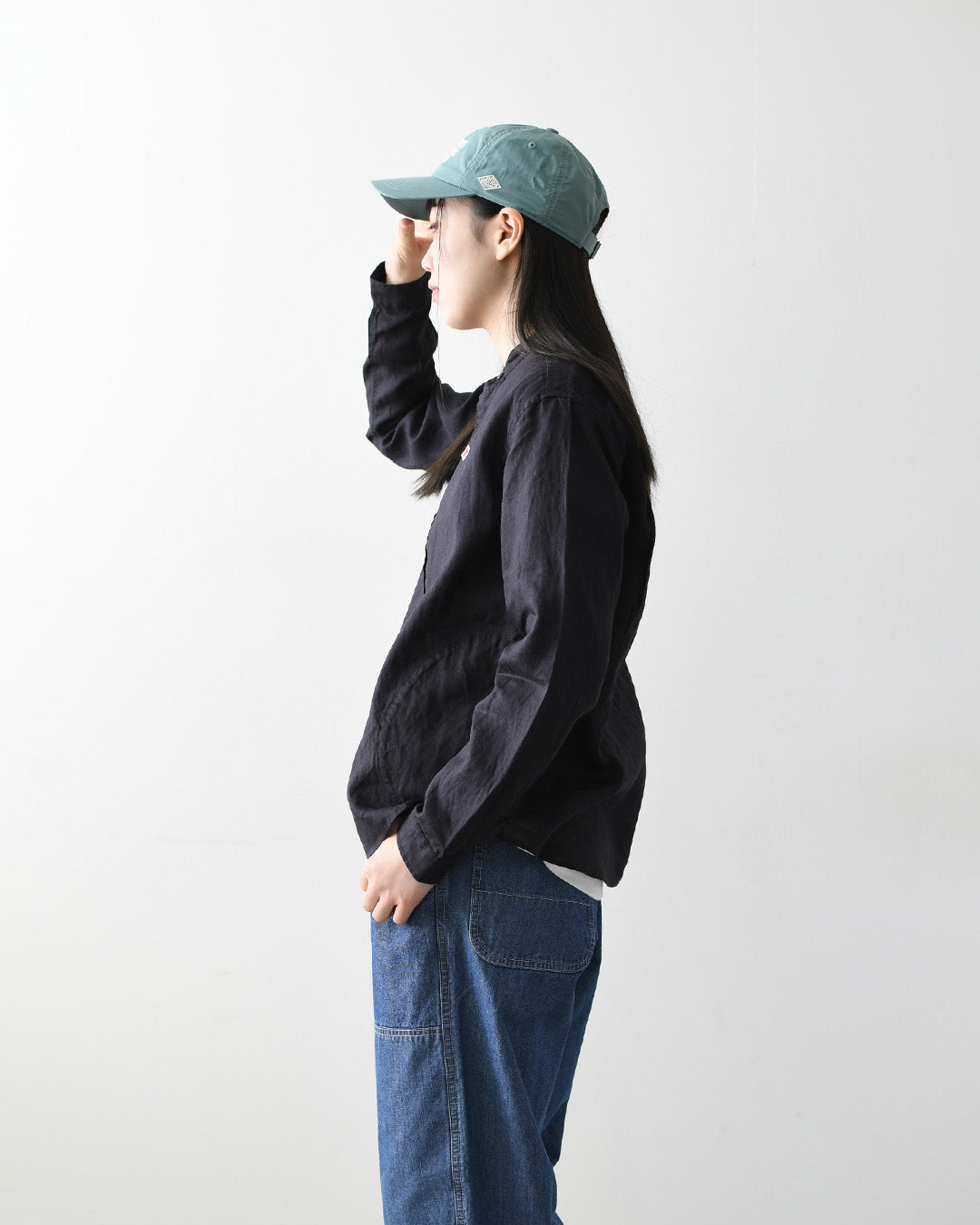 DANTON [ダントン] W RINEN BAND COLLAR SHIRT L/S  [DT-B0279FLI] リネンバンドカラーシャツ・長袖・ロングスリーブ・LADY'S [2026SS]