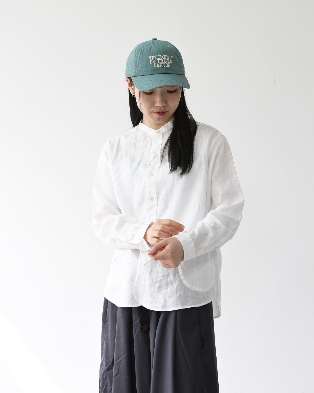 DANTON [ダントン] W RINEN BAND COLLAR SHIRT L/S  [DT-B0279FLI] リネンバンドカラーシャツ・長袖・ロングスリーブ・LADY'S [2026SS]