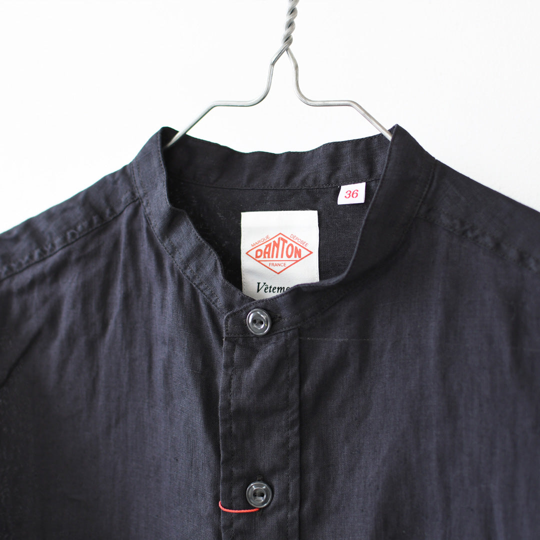 DANTON [ダントン] W RINEN BAND COLLAR SHIRT L/S  [DT-B0279FLI] リネンバンドカラーシャツ・長袖・ロングスリーブ・LADY'S [2026SS]