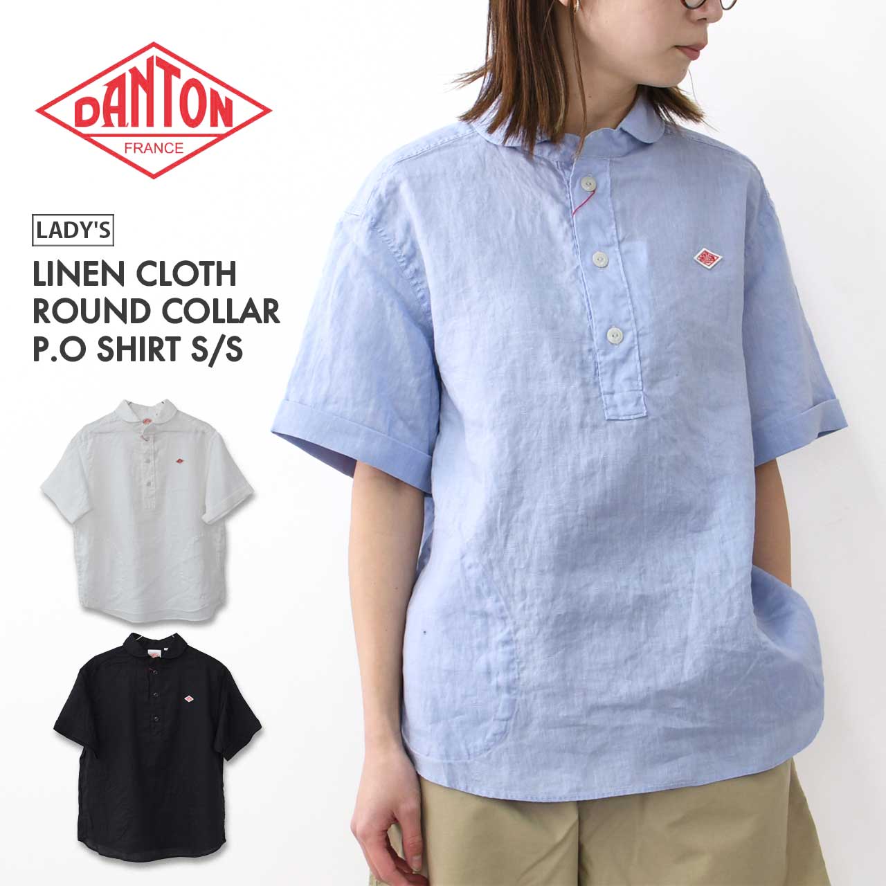 DANTON [ダントン] W LINEN CLOTH ROUND COLLAR P.O SHIRT S/S [DT-B0283FLI] リネンクロスラウンドカラープルオーバーシャツ ショートスリーブ [2026SS]