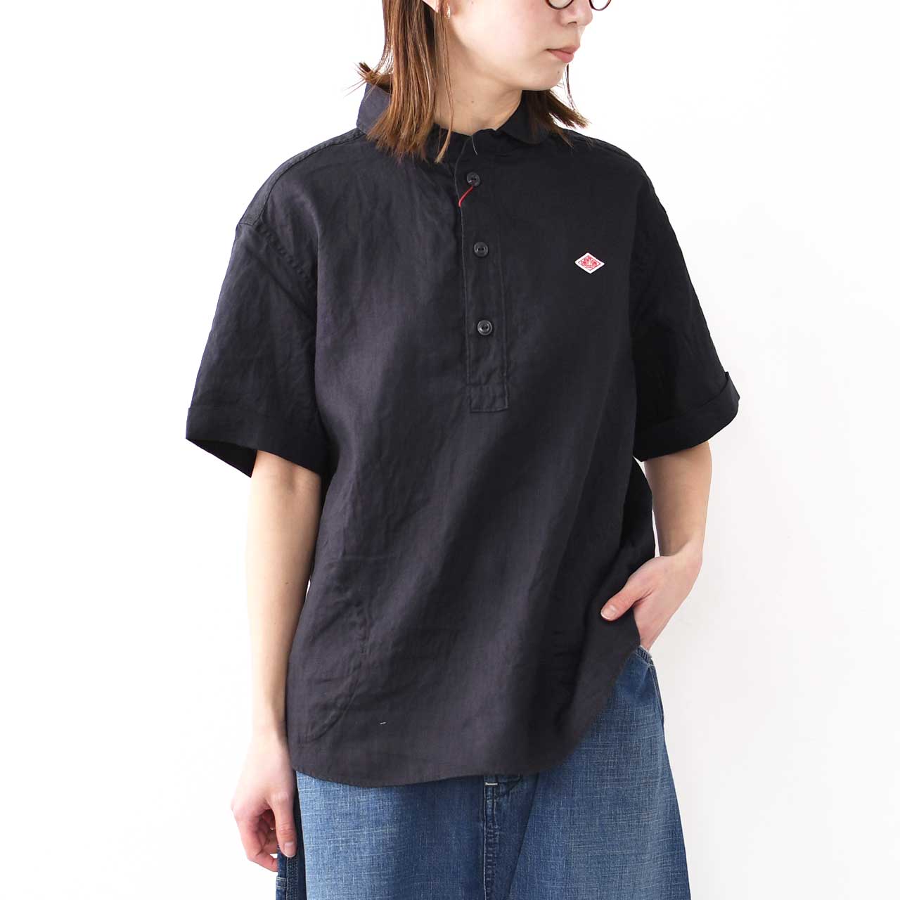 DANTON [ダントン] W LINEN CLOTH ROUND COLLAR P.O SHIRT S/S [DT-B0283FLI] リネンクロスラウンドカラープルオーバーシャツ ショートスリーブ [2026SS]