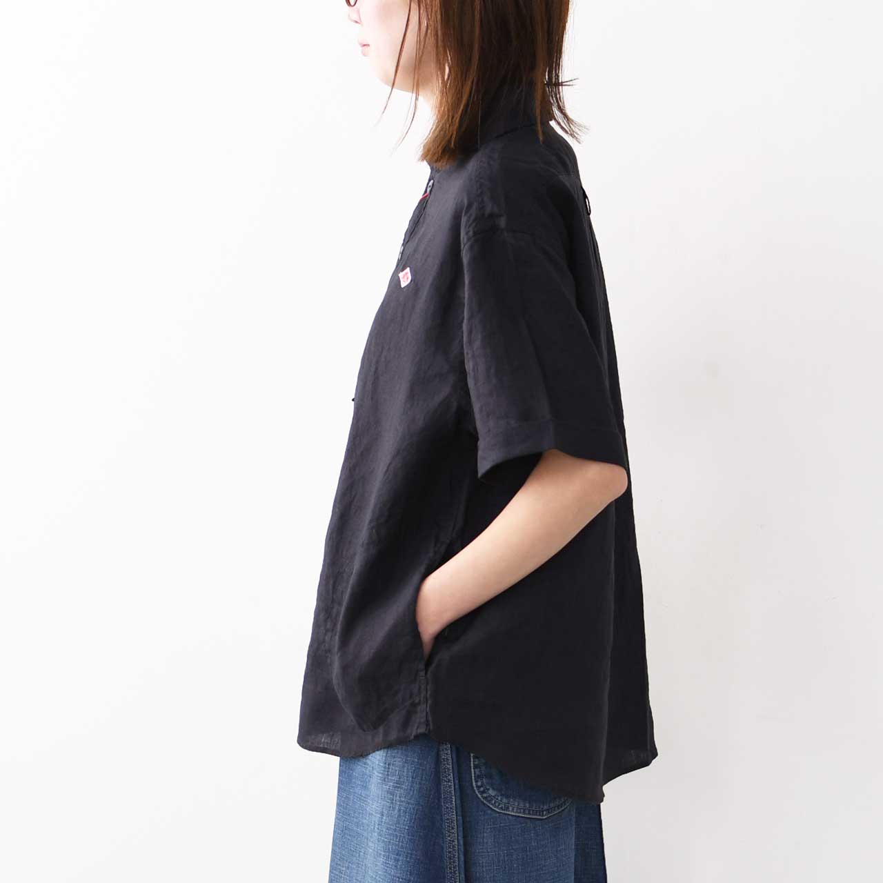 DANTON [ダントン] W LINEN CLOTH ROUND COLLAR P.O SHIRT S/S [DT-B0283FLI] リネンクロスラウンドカラープルオーバーシャツ ショートスリーブ [2026SS]