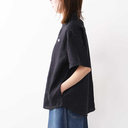 DANTON [ダントン] W LINEN CLOTH ROUND COLLAR P.O SHIRT S/S [DT-B0283FLI] リネンクロスラウンドカラープルオーバーシャツ ショートスリーブ [2026SS]