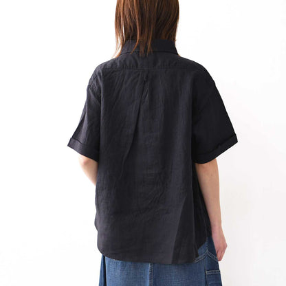 DANTON [ダントン] W LINEN CLOTH ROUND COLLAR P.O SHIRT S/S [DT-B0283FLI] リネンクロスラウンドカラープルオーバーシャツ ショートスリーブ [2026SS]