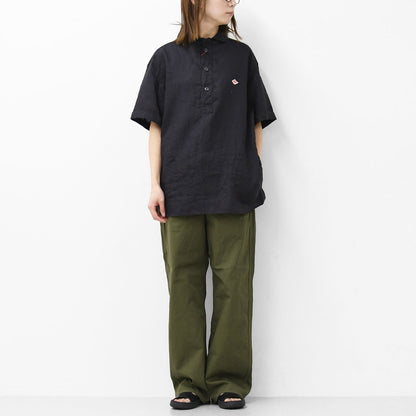 DANTON [ダントン] M LINEN CLOTH ROUND COLLAR P.O SHIRT S/S [DT-B0284FLI] リネンクロスラウンドカラープルオーバーシャツ ショートスリーブ・MEN'S [2025SS]