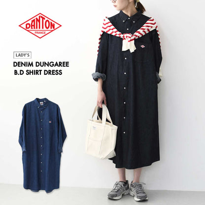 DANTON [ダントン] W DENIM DUNGAREE B.D SHIRT DRESS [DT-B0294DUG] デニムダンガリーB.Dシャツドレス [2025SS]
