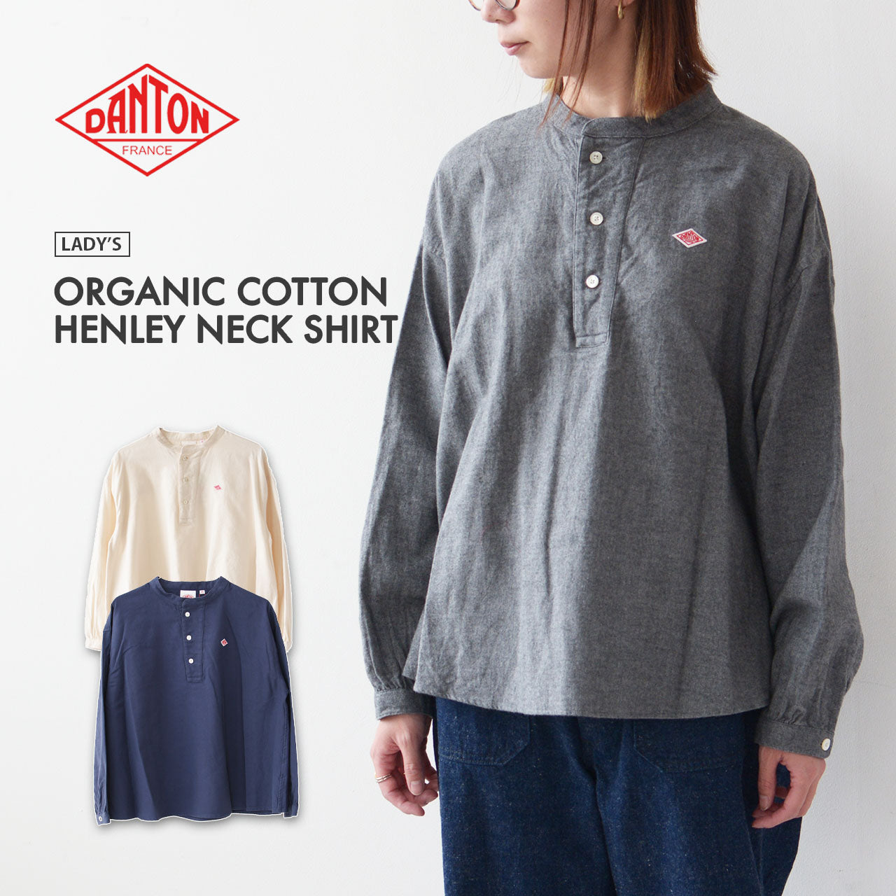 DANTON [ダントン] W ORGANIC COTTON HENLEY NECK SHIRT [DT-B0304OCV] オーガニックコットンヘンリーネックシャツ [2025AW]