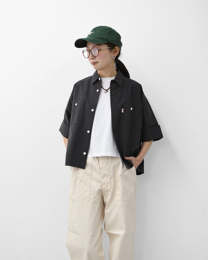 DANTON [ダントン]W COTTON DOLMAN WORK SHIRT[DT-B0345SOD] ダブル コットン ドルマン ワーク シャツ・ドルマンスリーブ・ワークシャツ・コットンポプリン・ダブルポケット・半袖シャツ・ゆったりシルエット・LADY'S [2026SS]